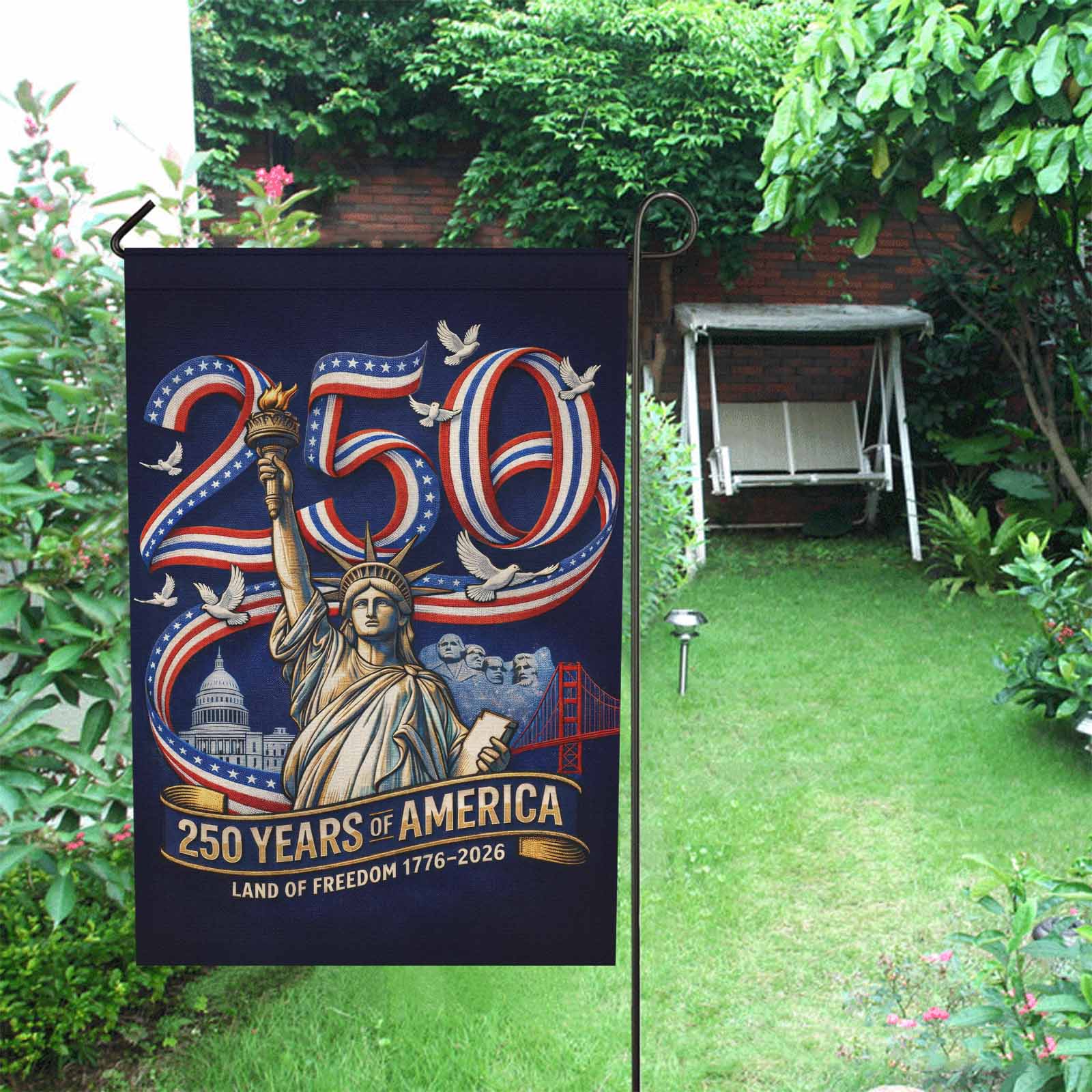 America 250 Garden Flag Statue of Liberty 250 Years of America 1776-2026 Patriotic Yard Decor