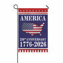250th Anniversary America Garden Flag – USA Map Patriotic Flag 1776–2026