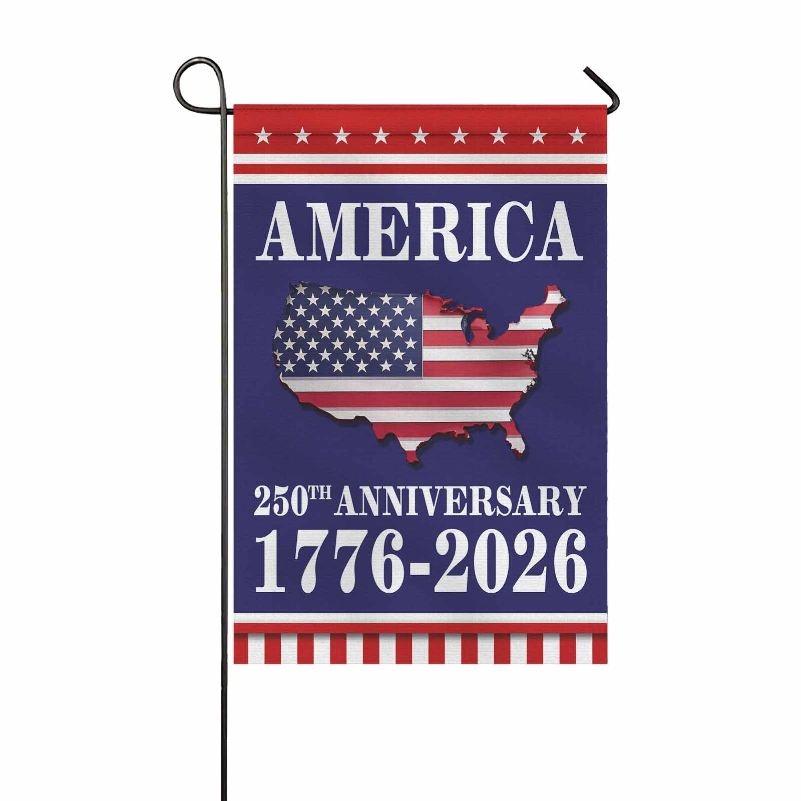 250th Anniversary America Garden Flag – USA Map Patriotic Flag 1776–2026