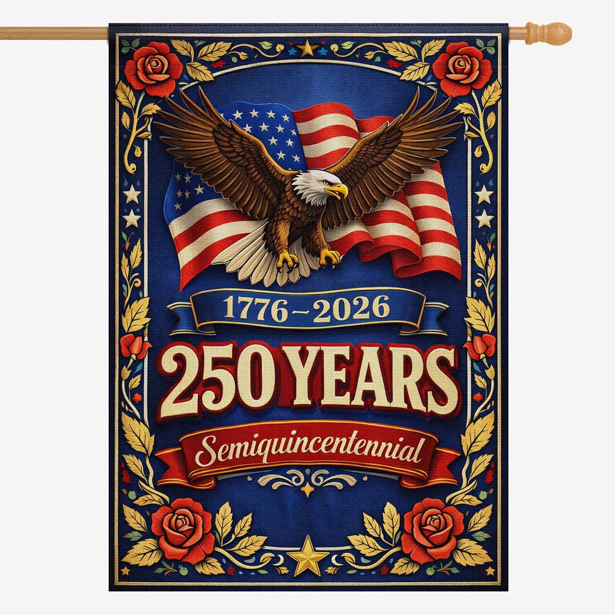 250 Years Semiquincentennial Patriotic House Flag USA Independence