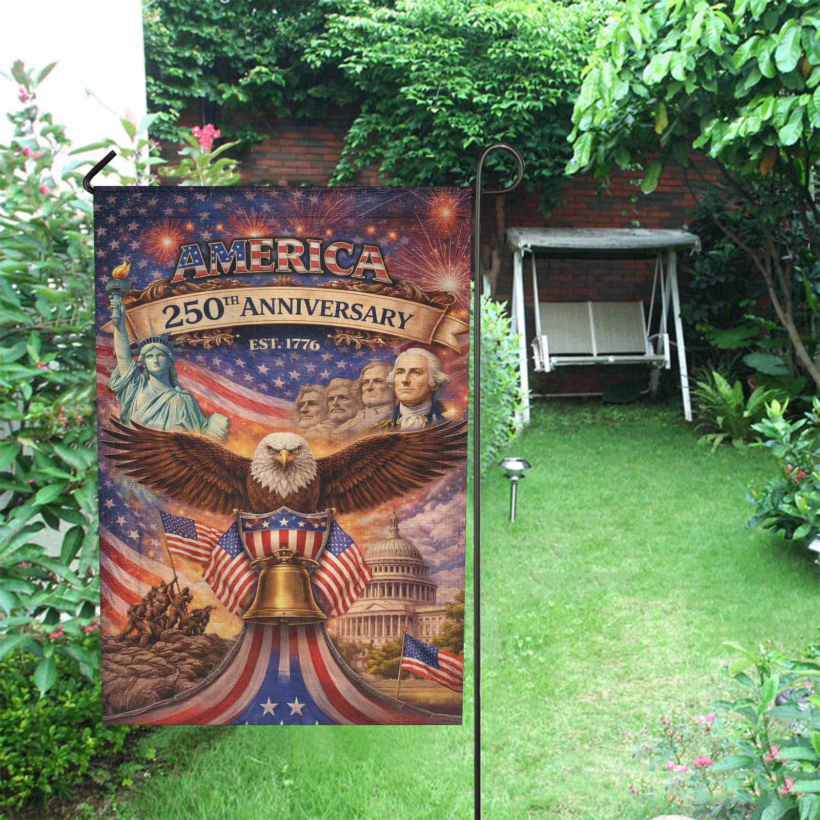 America 250th Anniversary Garden Flag 1776–2026 Patriotic Eagle Decor