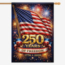 America 250 Years of Freedom House Flag 1776–2026 – Patriotic Fireworks Outdoor Banner