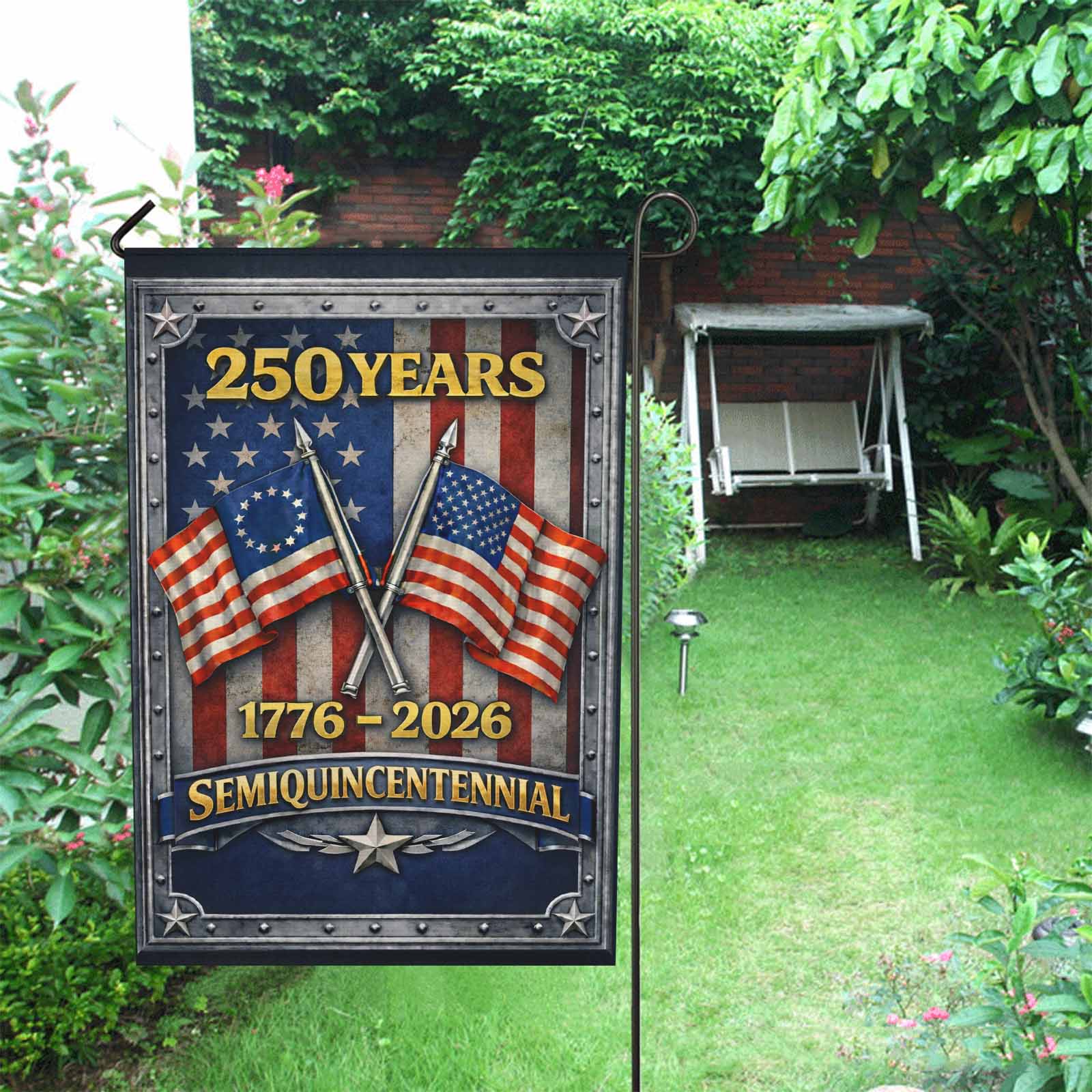 250 Years Semiquincentennial Garden Flag – 1776–2026 Patriotic Decor