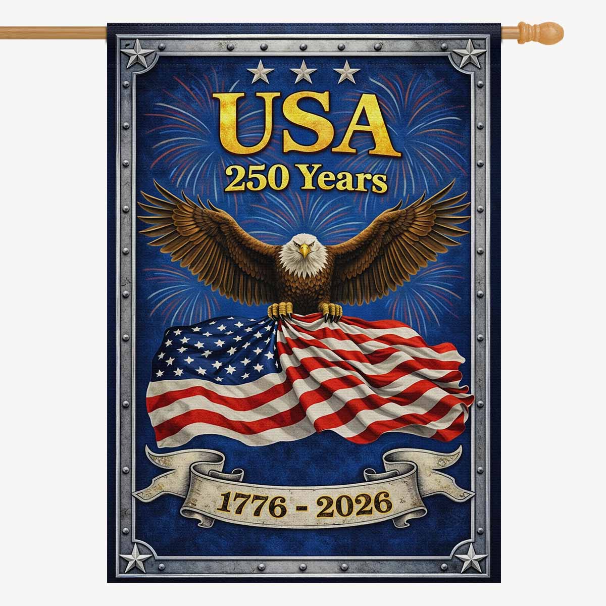 USA 250 Years House Flag ΓÇô 1776ΓÇô2026 Patriotic Anniversary Decor