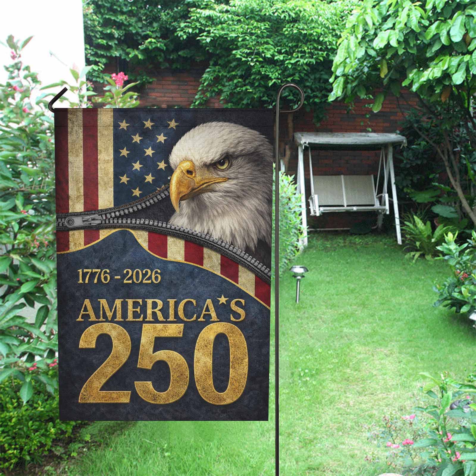 America’s 250 Garden Flag 1776–2026 Patriotic Eagle USA Decor