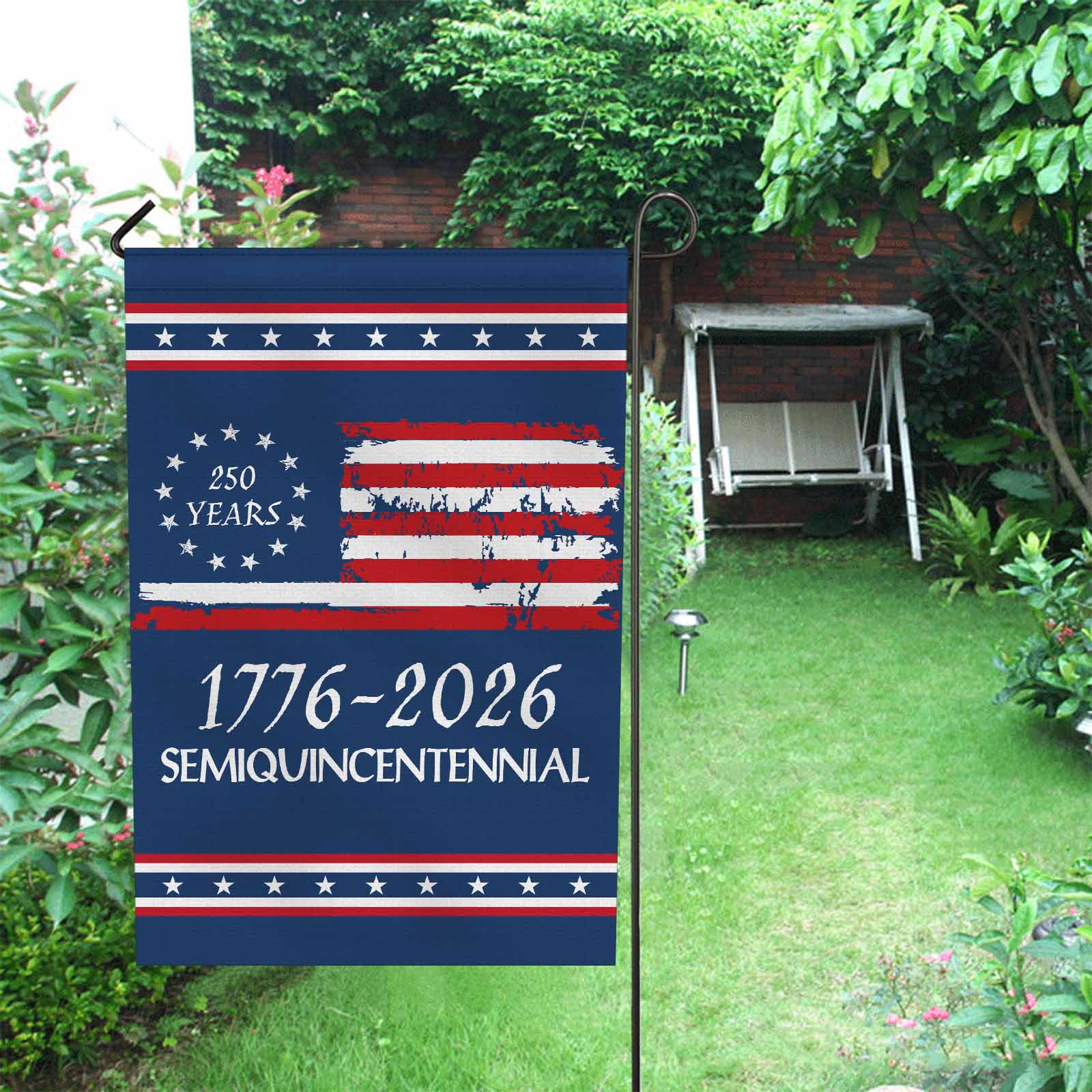 250 Years Semiquincentennial Garden Flag – America 250 Distressed US Flag 1776–2026