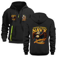 Personalized US Navy Quater Zip Hoodie JQZ04