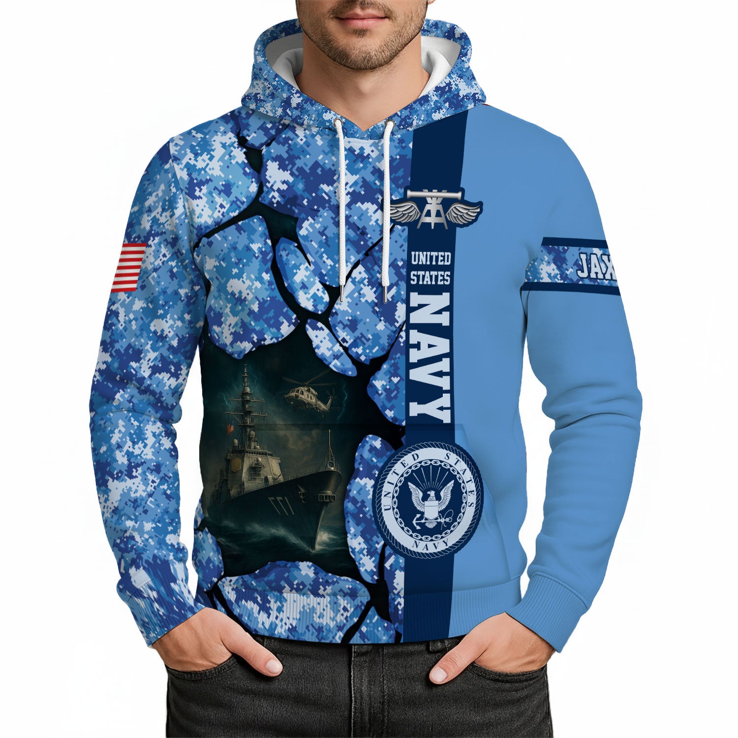 Personalized US Navy 3D All Over Print Hoodie KAH3D05