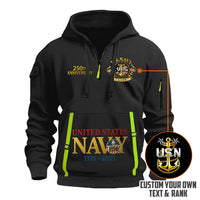 Personalized US Navy Quater Zip Hoodie KAQZ01