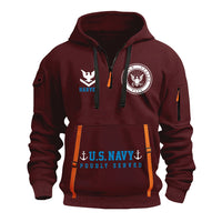 Personalized US Navy Quater Zip Hoodie KAQZ02