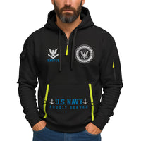 Personalized US Navy Quater Zip Hoodie KAQZ02