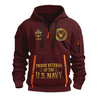 Personalized US Navy Quater Zip Hoodie KAQZ05