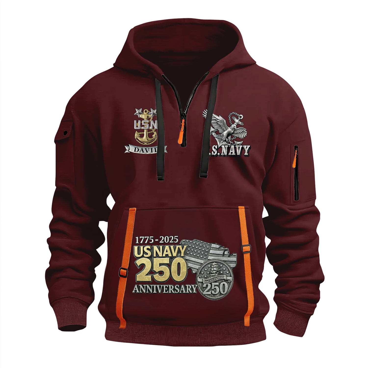 Personalized US Navy Quater Zip Hoodie KAQZ06