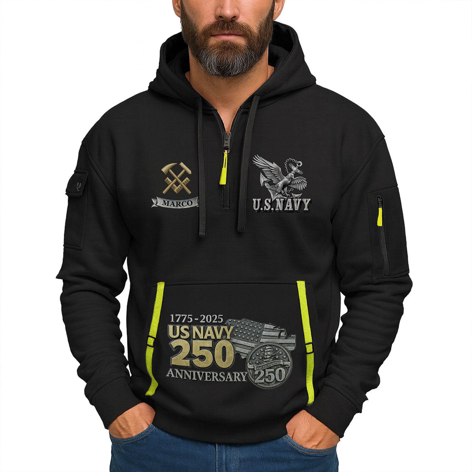 Personalized US Navy Quater Zip Hoodie KAQZ06