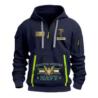 Personalized US Navy Quater Zip Hoodie KAQZ07