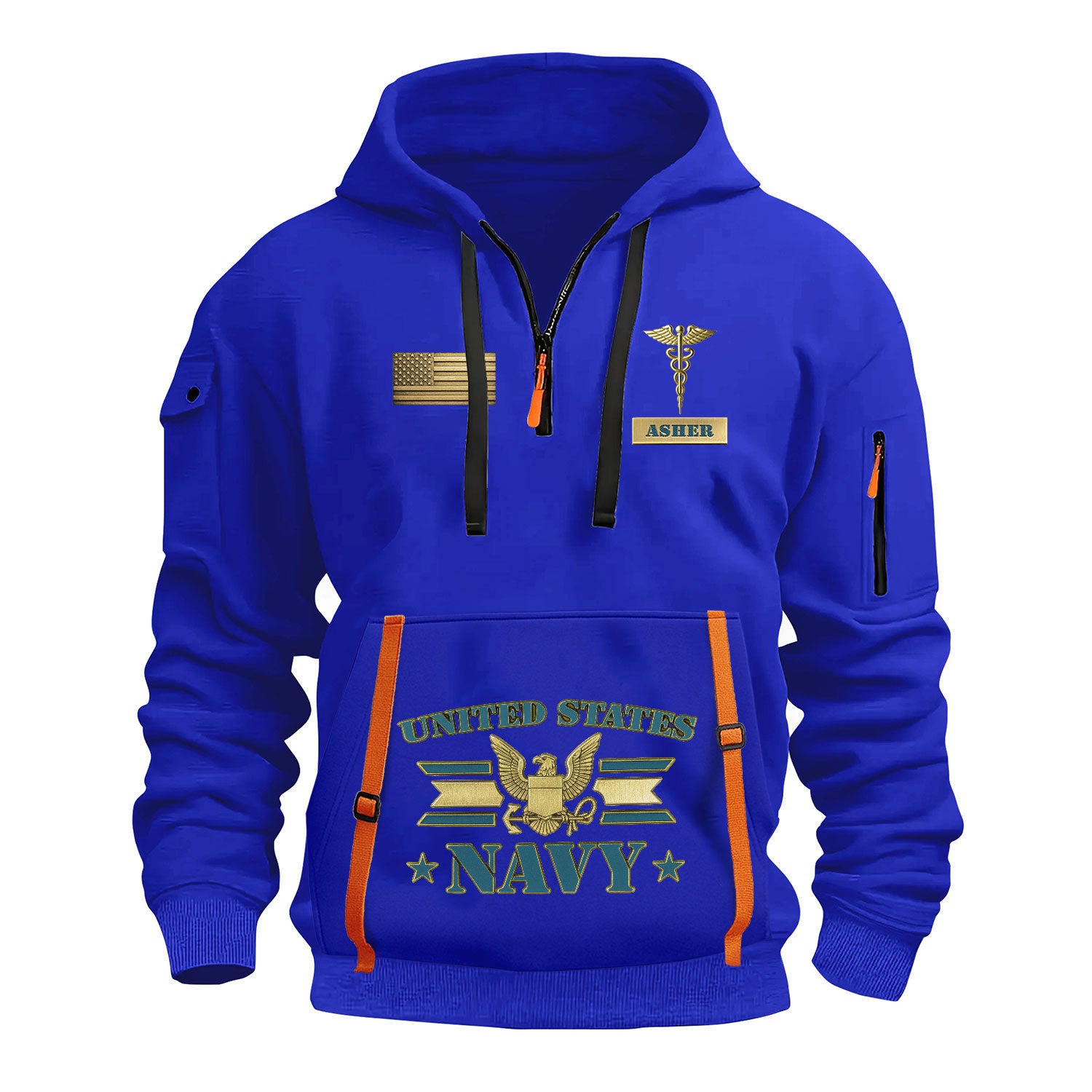 Personalized US Navy Quater Zip Hoodie KAQZ07