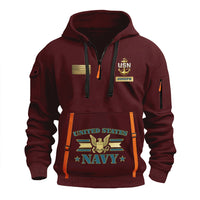 Personalized US Navy Quater Zip Hoodie KAQZ07