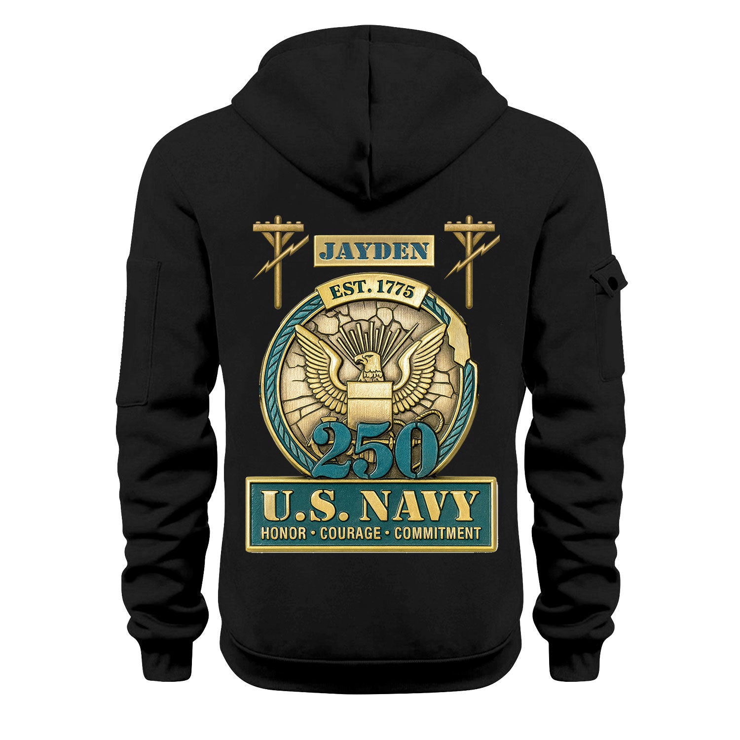 Personalized US Navy Quater Zip Hoodie KAQZ07