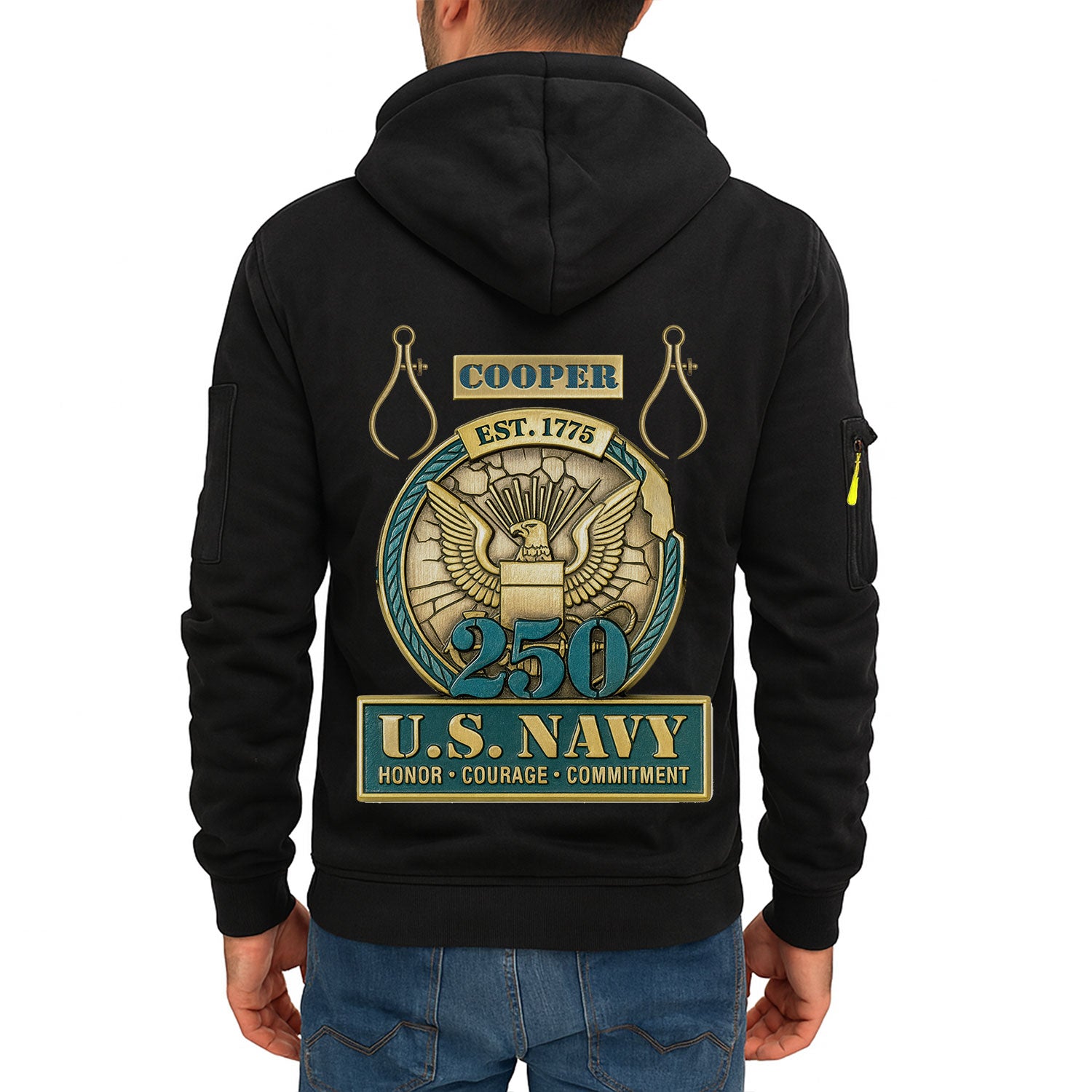 Personalized US Navy Quater Zip Hoodie KAQZ07