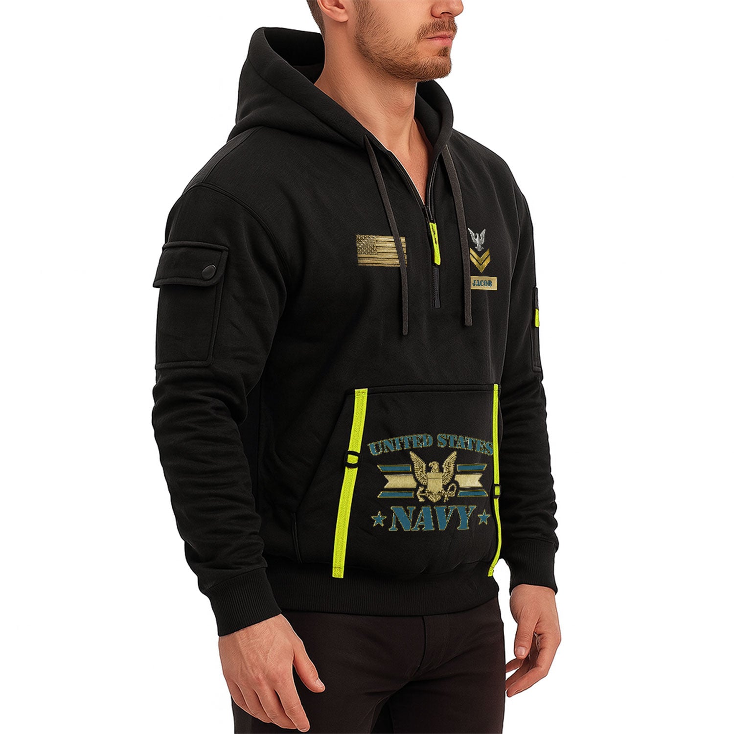 Personalized US Navy Quater Zip Hoodie KAQZ07