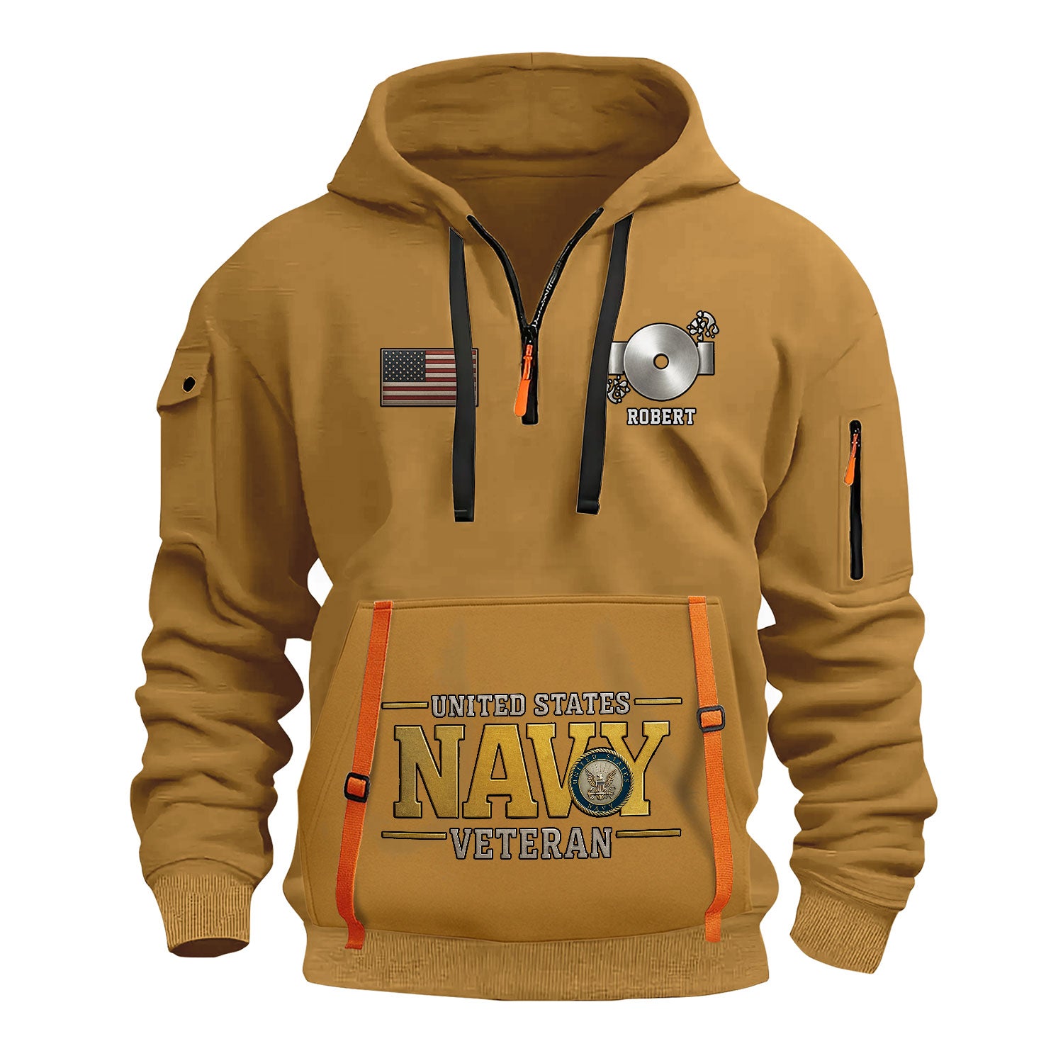 Personalized US Navy Quater Zip Hoodie KAQZ08