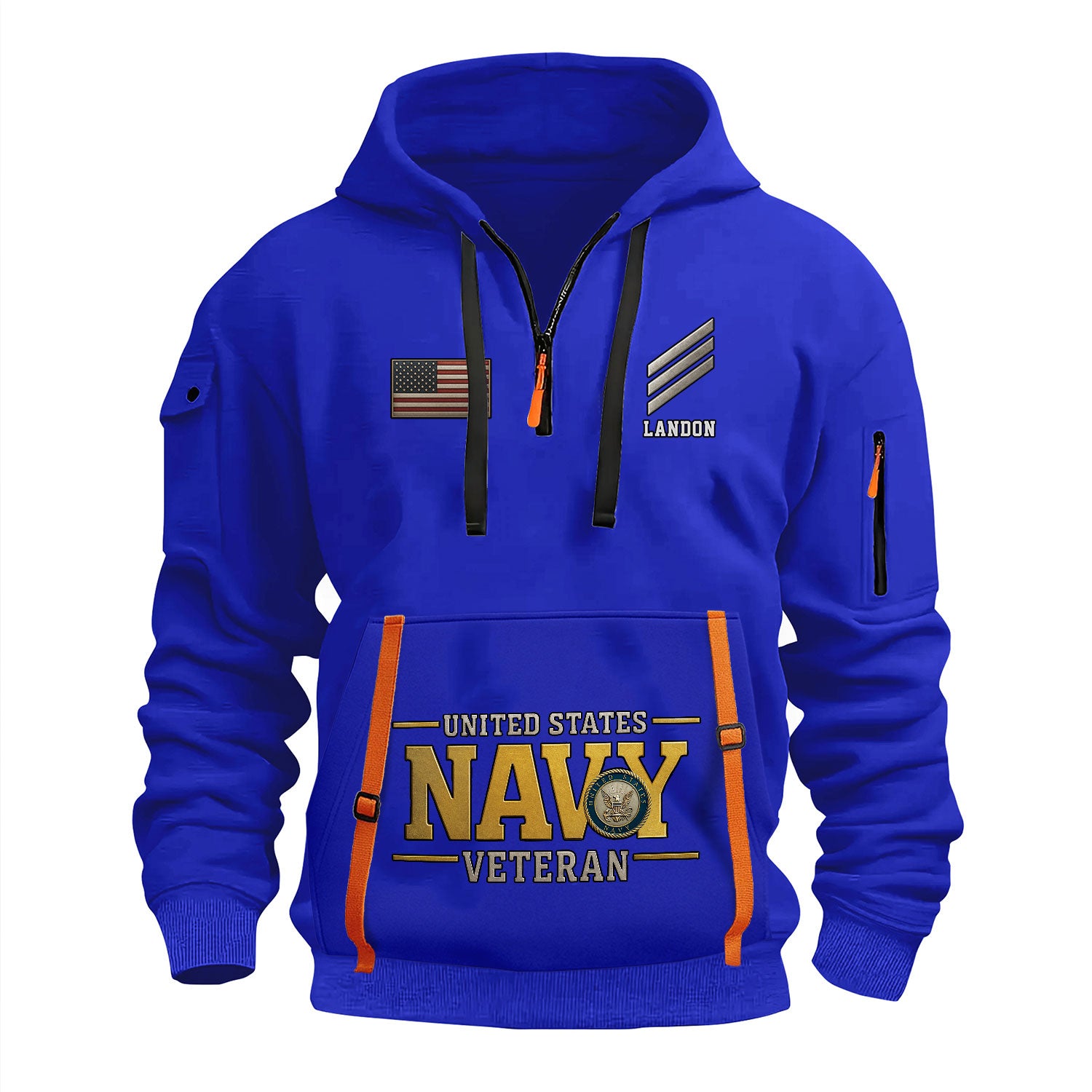 Personalized US Navy Quater Zip Hoodie KAQZ08