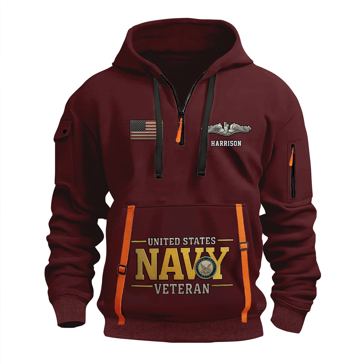 Personalized US Navy Quater Zip Hoodie KAQZ08