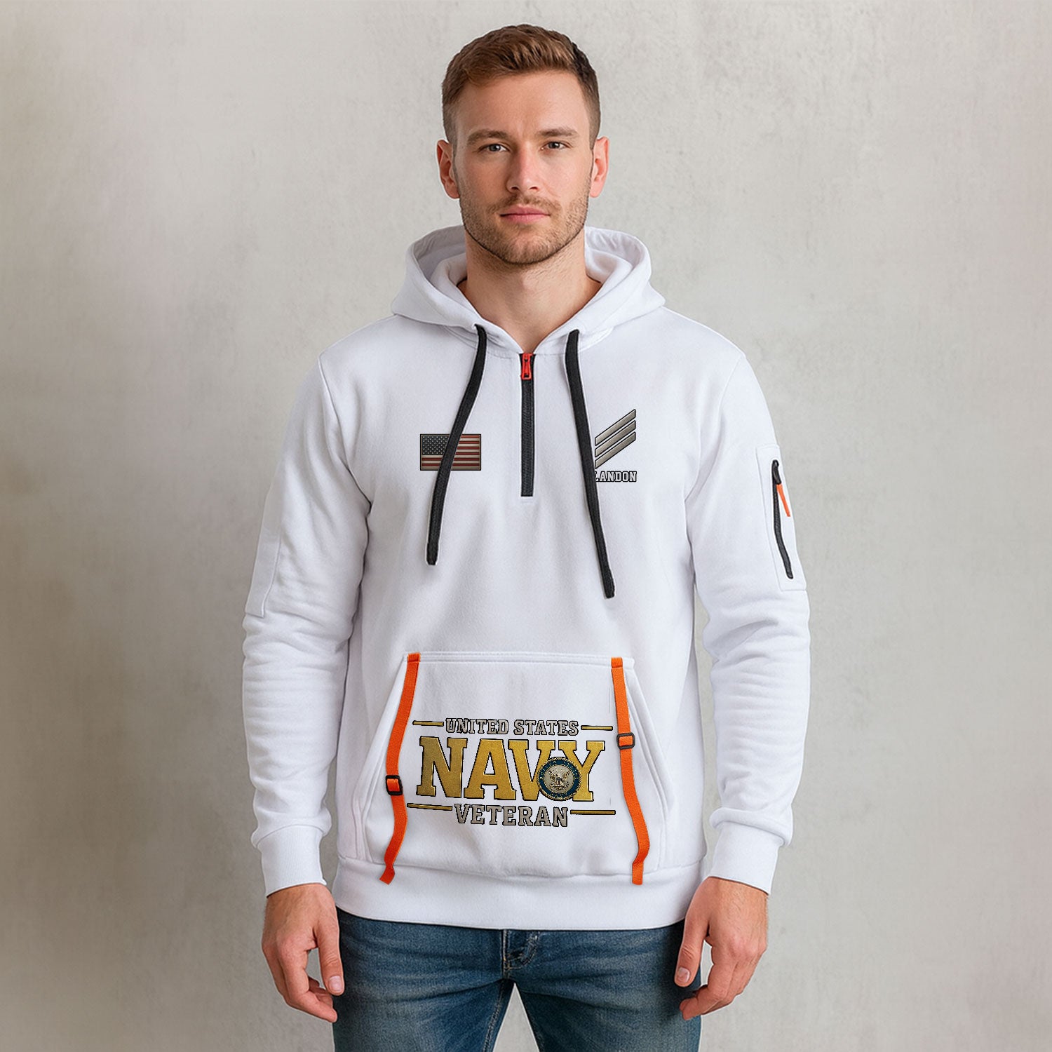 Personalized US Navy Quater Zip Hoodie KAQZ08