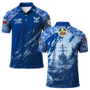 US Navy 250th Anniversary Polo Shirt – Digital Camo Design with Custom Rank