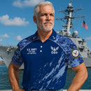 US Navy 250th Anniversary Polo Shirt – Digital Camo Design with Custom Rank