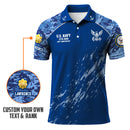US Navy 250th Anniversary Polo Shirt – Digital Camo Design with Custom Rank