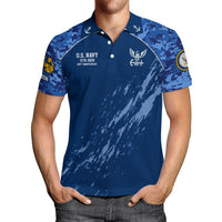 US Navy 250th Anniversary Polo Shirt – Digital Camo Design with Custom Rank
