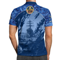 US Navy 250th Anniversary Polo Shirt – Digital Camo Design with Custom Rank