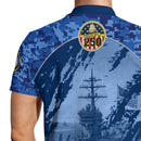 US Navy 250th Anniversary Polo Shirt – Digital Camo Design with Custom Rank