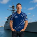 US Navy 250th Anniversary Polo Shirt – Digital Camo Design with Custom Rank