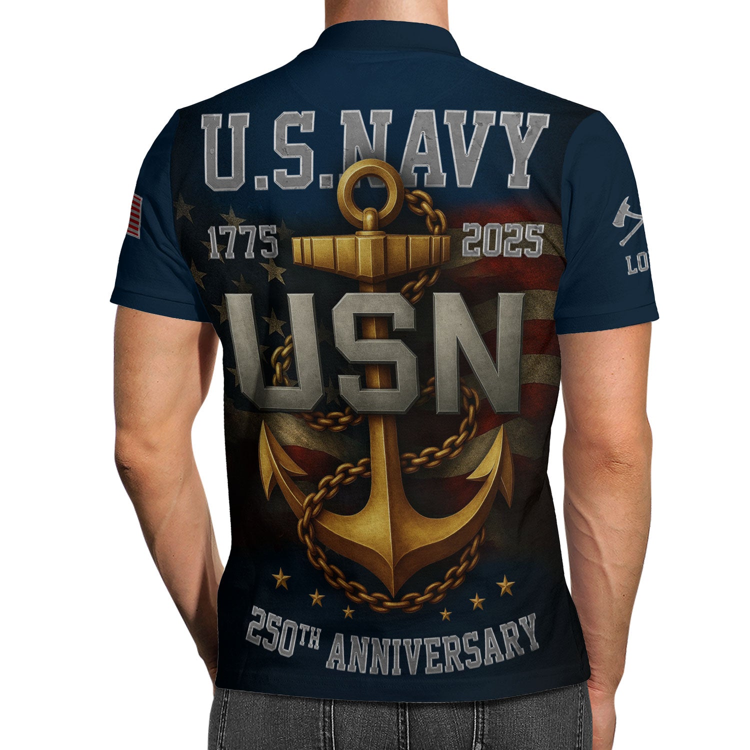 US Navy Polo Shirt – Eagle Seal & “Non Sibi Sed Patriae” Custom Rank