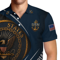 US Navy Polo Shirt – Eagle Seal & “Non Sibi Sed Patriae” Custom Rank