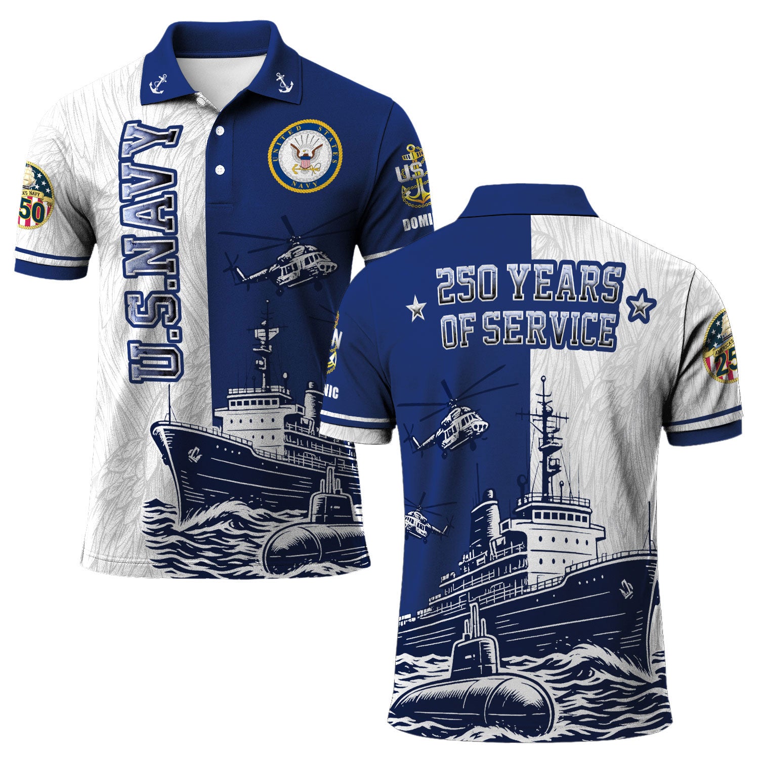US Navy 250th Anniversary Polo Shirt – Warship & Submarine Tribute Polo Shirt
