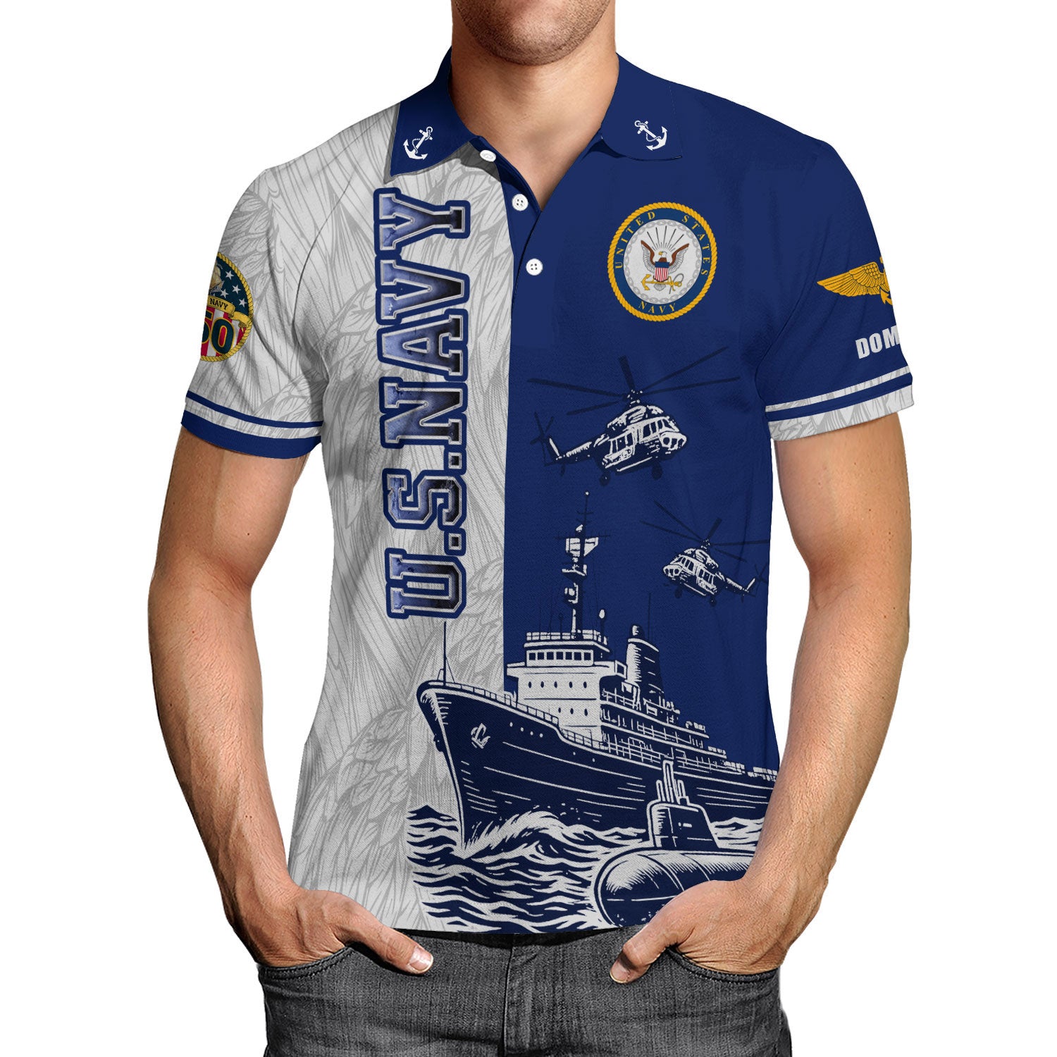 US Navy 250th Anniversary Polo Shirt – Warship & Submarine Tribute Polo Shirt