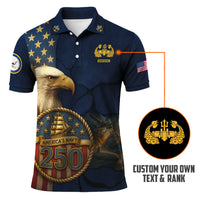 US Navy 250th Anniversary Polo Shirt – Eagle & Ship Crest Custom Tribute