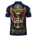 US Navy 250th Anniversary Polo Shirt – Eagle & Ship Crest Custom Tribute
