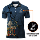 US Navy 250th Anniversary Polo Shirt – Cracked Stone Effect with Custom Rank