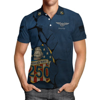 US Navy 250th Anniversary Polo Shirt – Cracked Stone Effect with Custom Rank