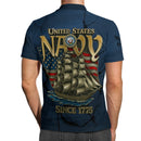 US Navy 250th Anniversary Polo Shirt – Cracked Stone Effect with Custom Rank