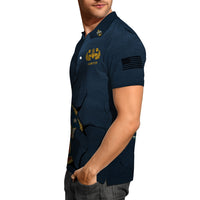 US Navy 250th Anniversary Polo Shirt – Cracked Stone Effect with Custom Rank