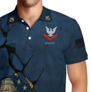 US Navy 250th Anniversary Polo Shirt – Cracked Stone Effect with Custom Rank