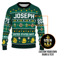 Personalized US Navy Christmas Ugly Sweater UST014