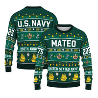 Personalized US Navy Christmas Ugly Sweater UST014