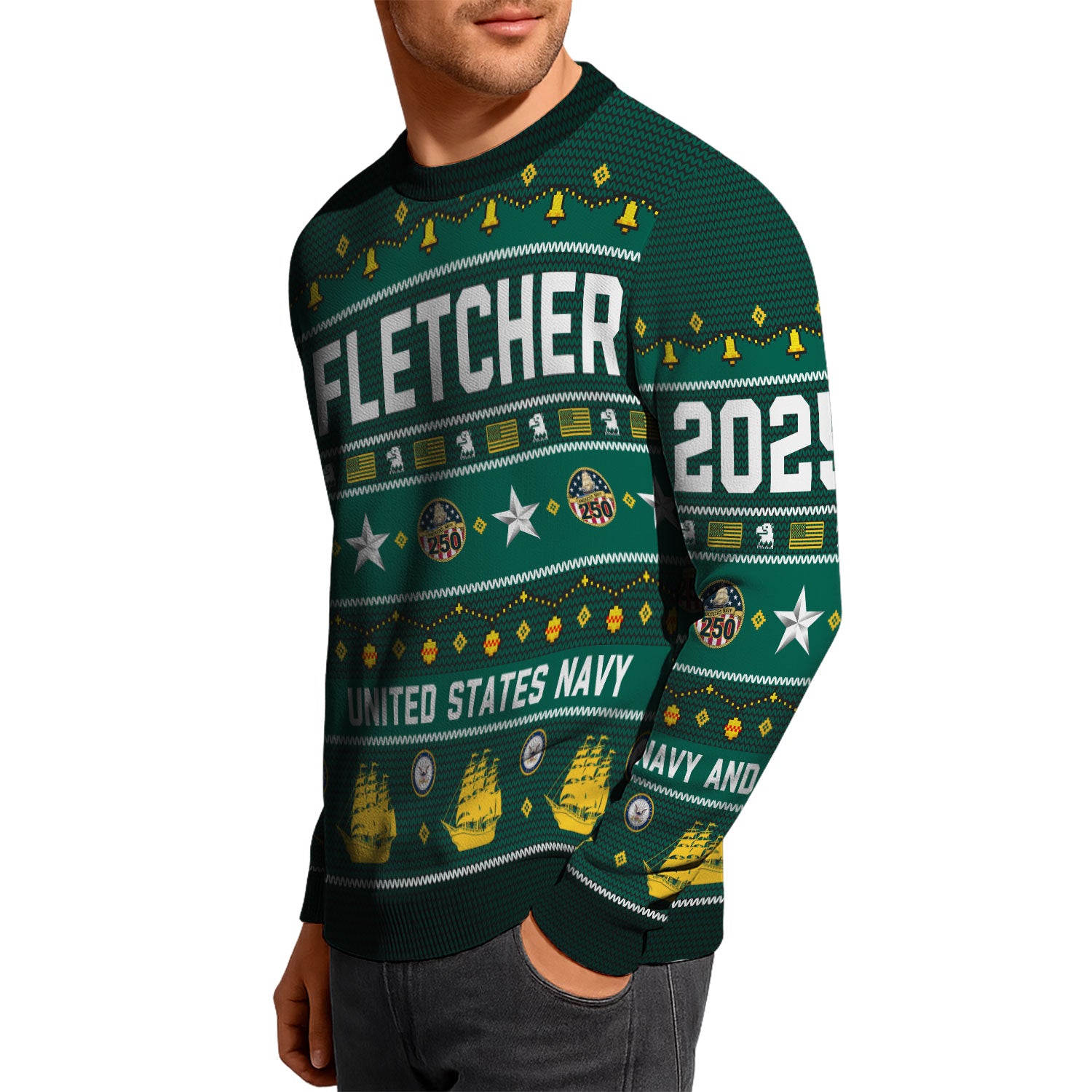 Personalized US Navy Christmas Ugly Sweater UST014