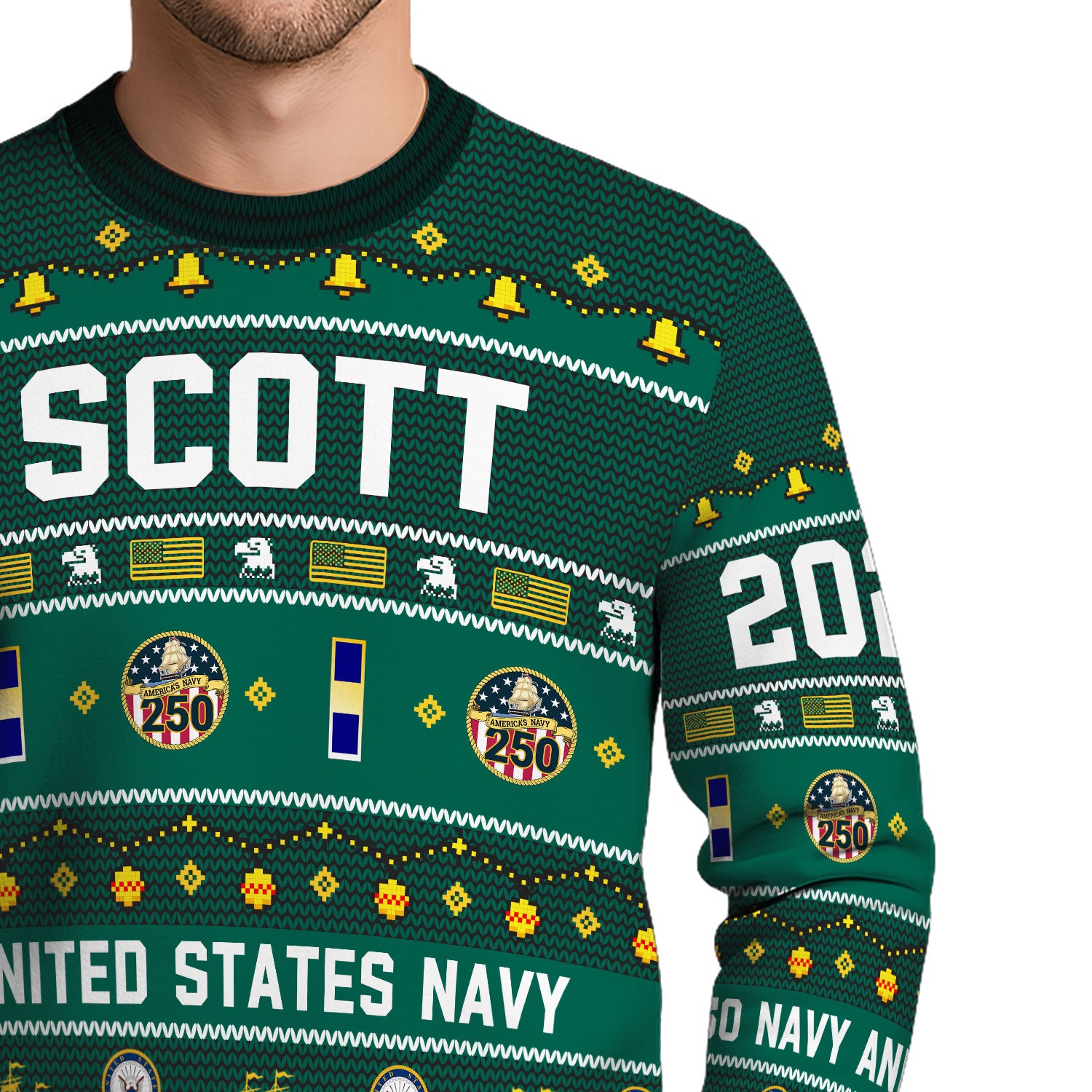 Personalized US Navy Christmas Ugly Sweater UST014